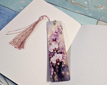 Floral Metal Bookmark | Orchid Bloom with Tassel