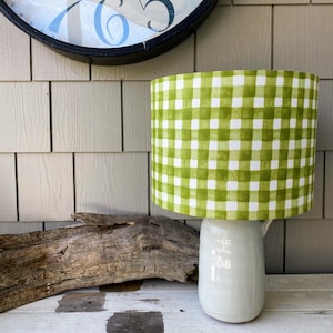 Green And White Gingham Lampshade Plaid Unique Lighting Custom Shades Nursery Home Decor