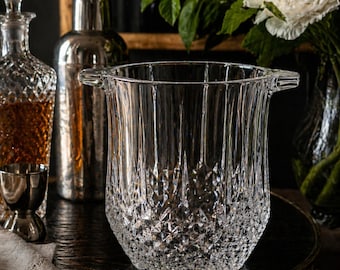 Cubitera/enfriador de vino de cristal grueso vintage, década de 1980 - 20 cm de altura