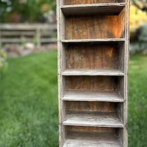 Reclaimed Wood Farmhouse Wall Organizer: Rustic Cubby Shelf, 28&quot; Tall