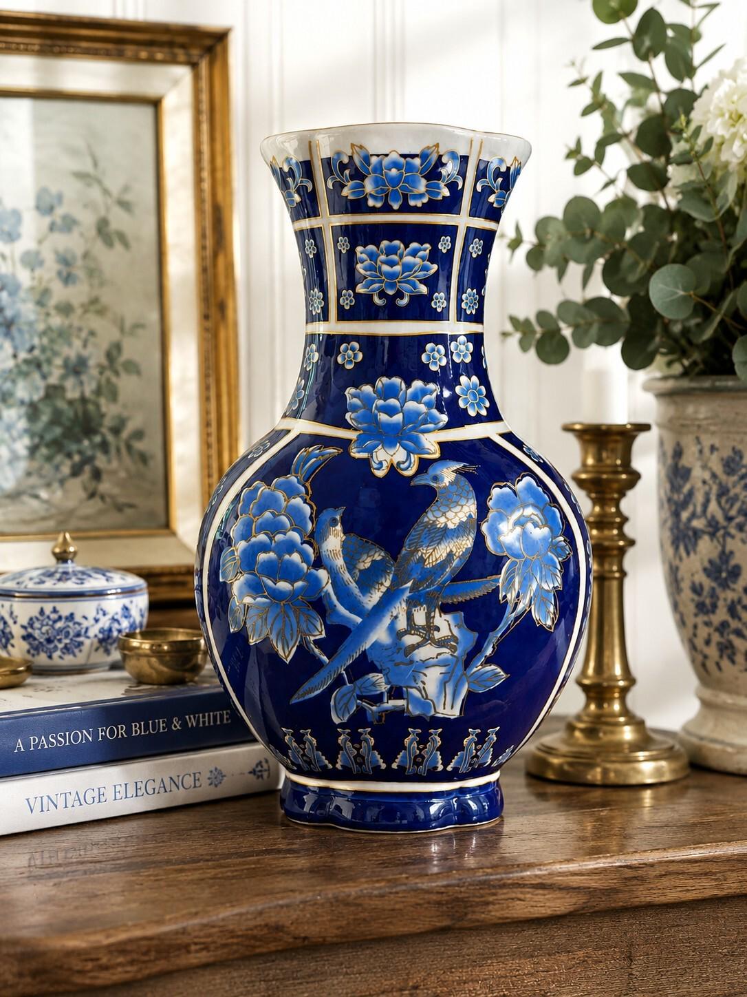 Japanese Blue Porcelain Vase - Etsy