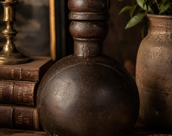 Bottiglia vintage indiana in metallo - Vaso decorativo rustico primitivo