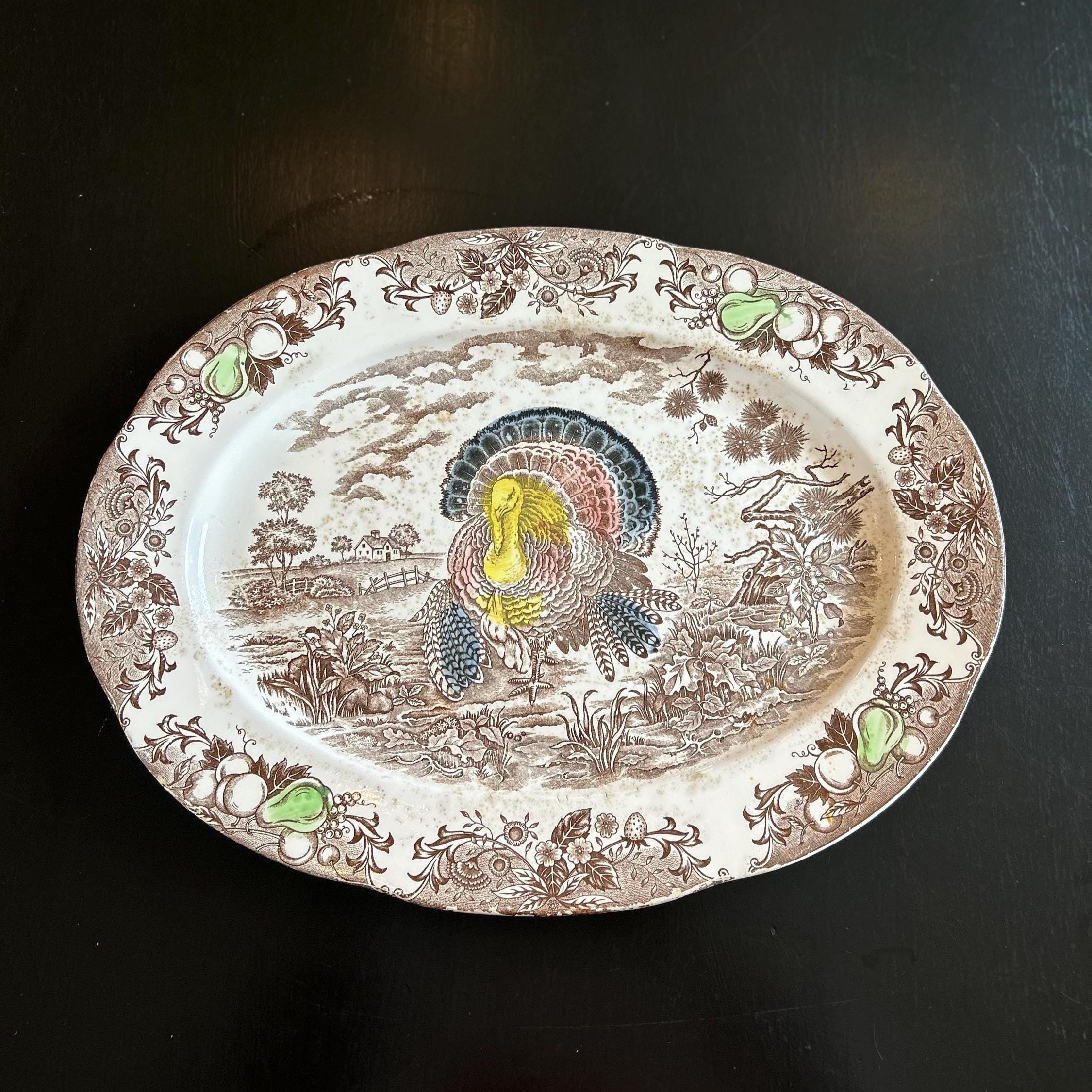 Vintage Turkey Platter Made in Japan 18” Thanksgiving Serving