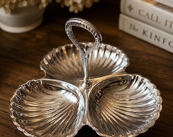 Vintage Silverplate Shell Tray -National Silver Co- Nut & Candy Dish-USA