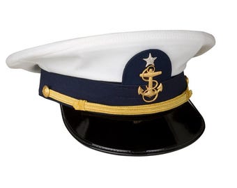 White Admiral Captain Hat | Nautical Yacht Skipper Cap