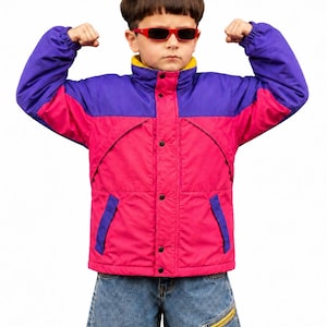90s Retro Colorblock Windbreaker | Oliver Tree Inspired Rave Jacket For Kids