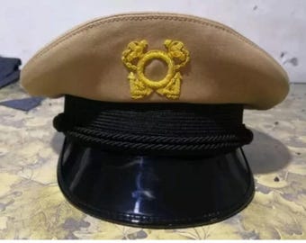 Replica Skipper Captain Yacht Hat: Nautical Costume Boater Cap
