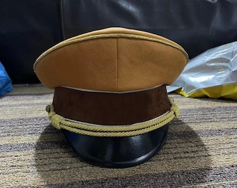 Khaki Peaked Visor Hat | Handmade Military Cosplay Commissar Cap