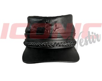 Handmade Leather Civil War Kepi Cap – Vintage Military Officer Hat