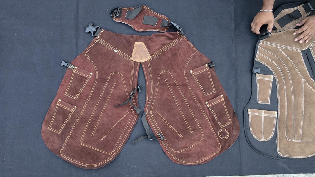 EQUESTRIAN STORE Grembiule Da Maniscalco In Piena Pelle - Fodera Traspirante, Tasche E Magnete - Regalo Per Amanti Dei Cavalli