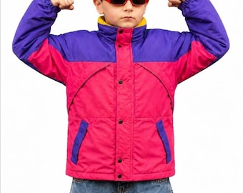 90s Retro Colorblock Windbreaker | Oliver Tree Inspired Rave Jacket For Kids