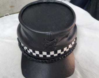Handmade Leather Kepi Hat: 19th Century Military Cap Replica
