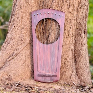 Rosewood Pentatonic Lyre Harp 7 String | Handcrafted Musical Instrument with Tuning Key & Carry Bag | Gift for Music and Sound Healing