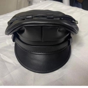 Handmade Leather Biker Cap: Vintage Motorcycle Hat, Adjustable