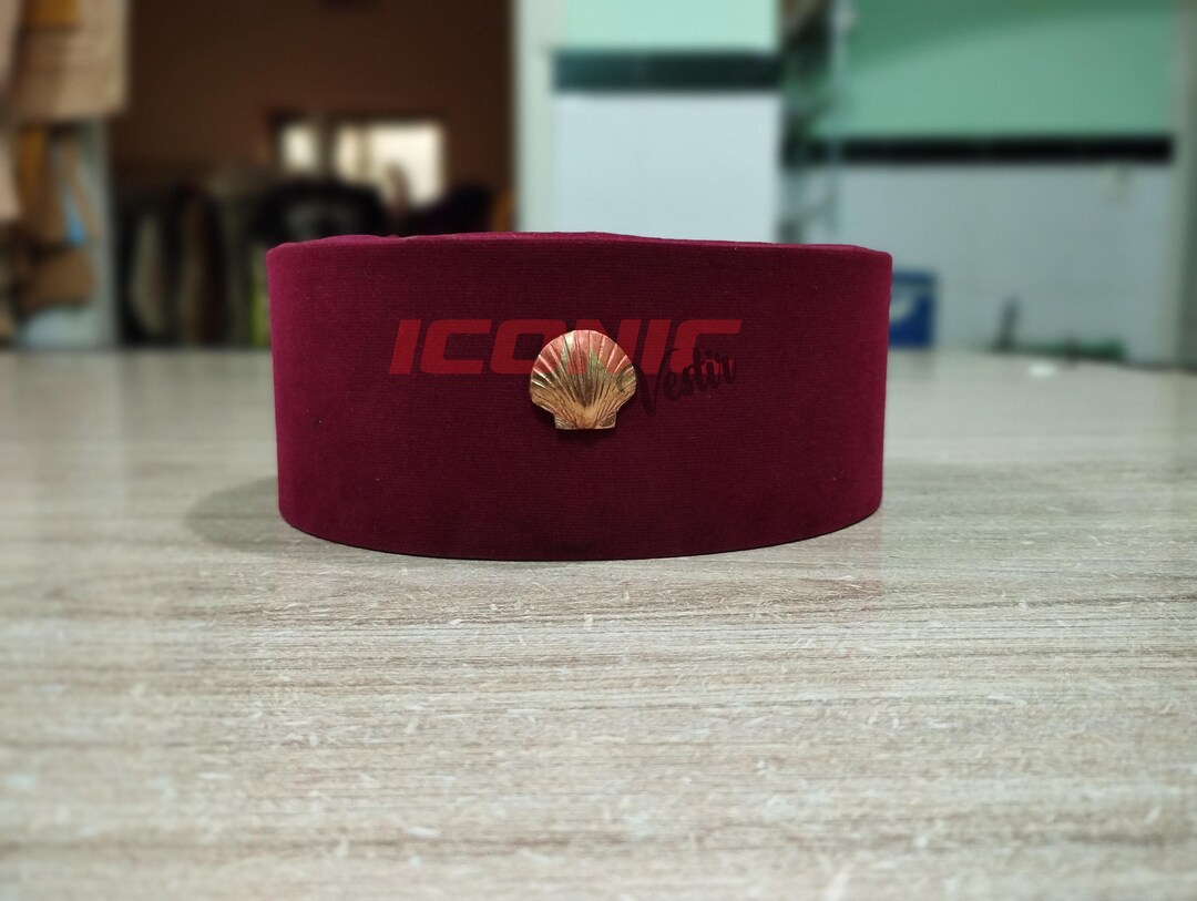 St. Thomas of Acon Crown Cap – Maroon Velvet Masonic Hat With Shell ...