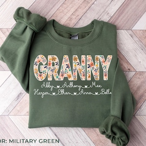 Personalized Granny Shirt with Grandkids Names,Floral Mimi Sweatshirt,Mimi Gifts,Mother&#39;s Day Shirt,Custom Kids Names Grandma Sweatshirt