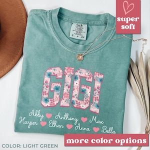 Custom Comfort Colors® Gigi Grandma Shirt,Mothers Day Gift,Gift for Grandmother,Nana Tee,Grandma Est Date Tshirt,Mommy Shirt,Mimi Shirt F74k