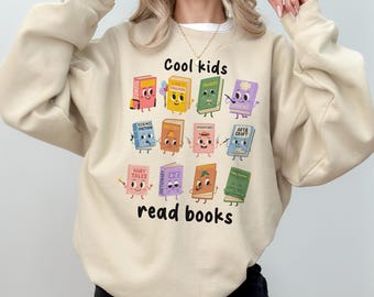 Teacher Shirts,Cool Kids Read Books Sweatshirt,School Librarian Shirt,Teacher Appreciation Shirt,Reading Teacher Shirt,Book Lover Shirt B2