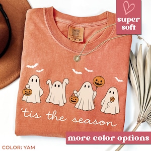 Tis The Season Halloween Shirt, Halloween Comfort Colors Shirt, Retro Ghost Shirt, Cute Fall Shirt, Women&#39;s Halloween Tee, Pumpkin Season