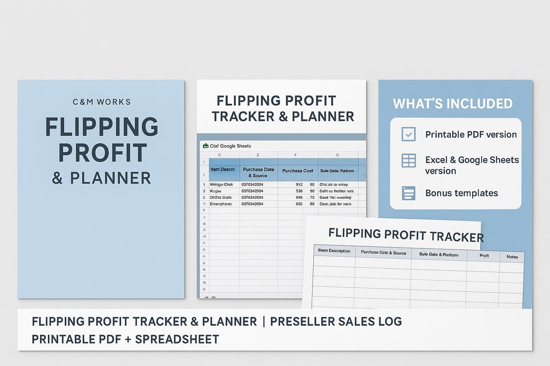 Flipping Profit Tracker & Planner | Reseller Sales Log | Printable PDF ...