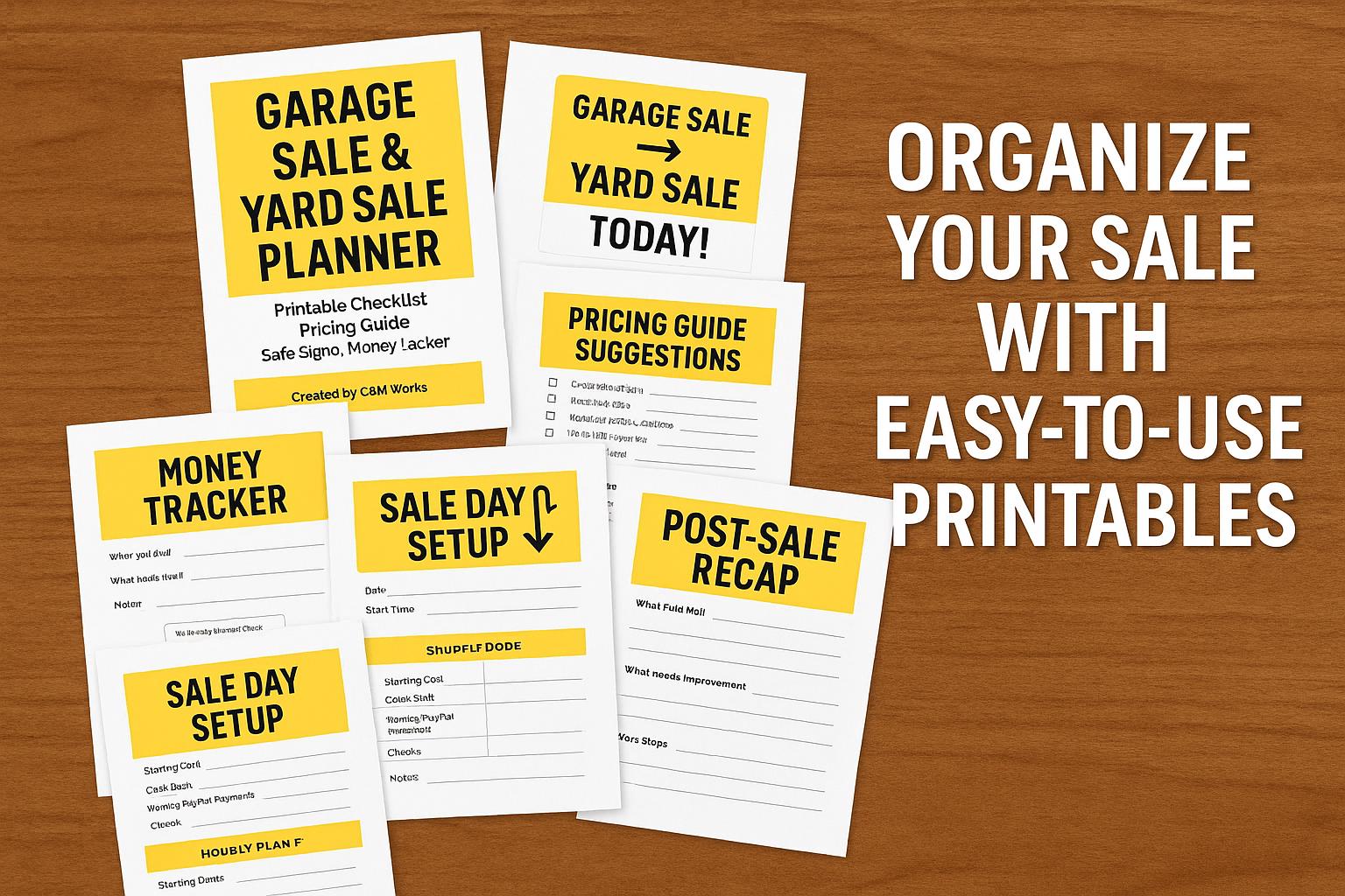 Garage Sale & Yard Sale Planner | Printable Checklist | Pricing Guide ...