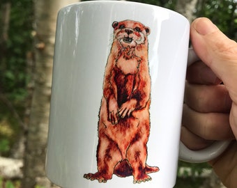 Otter Mug Nature Lovers Coffee Cup Forest Animal Woodland theme