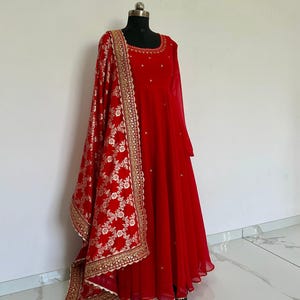 red anarkali dress indian wedding gown anarkali gown bridesmaids dress indian suits with dupatta party wear dress anarkali dress wedding USA