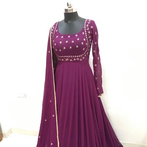 purple anarkali dress for women embroidery gown dress indian wedding dress party gown for bridesmaids anarkali gown dress simple gown dress