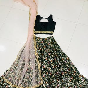 green heavy embroidery lengha with blouse green choli green chaniya choli for women pakistani lehenga green gharara set wedding lehenga set