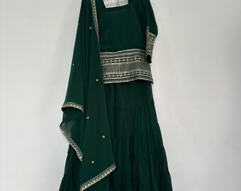 Green Embroidered Sharara Suit Set for Women | Party Wear Sharara with Dupatta | Festive Wedding Guest Outfit | Indian Traditional Dress