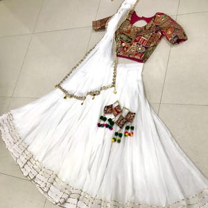 white lehenga choli party wear lehenga with multicolored lehenga georgette lehenga navratri lehenga designer lehenga custom made lehenga USA