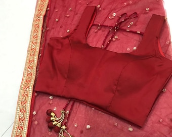 red party wear saree with blouse designer saree blouse wedding wear saree red saree for party saree with blouse stiched ready made blouse