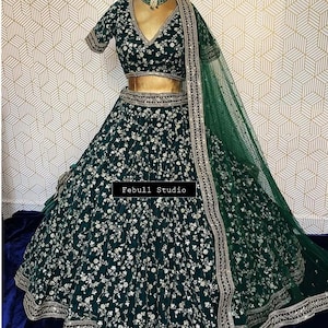 bottle green lehenga choli designer lehenga party wear lehenga choli embroidery lehenga wedding lehenga choli mehendi function lehenga choli