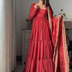 rost anarkali kleid anarkali funktion kleid anarkali kleid georgette kleid mit dupatta indisches diwali eid kleid