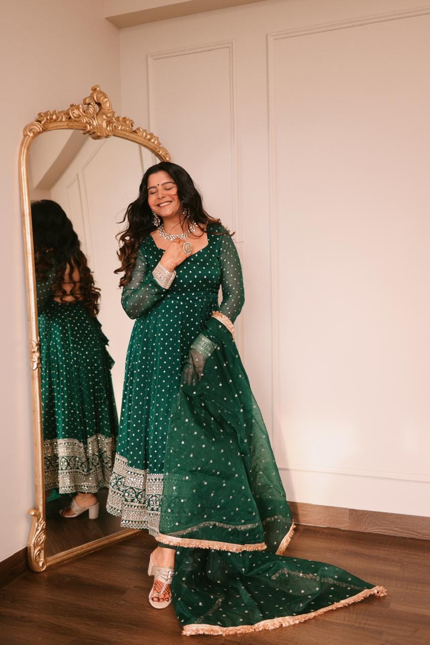 Girl Blue Party Wear Anarkali Gown Pakistani Salwar Kameez Ready To Wear  Dress Suit Wedding Party