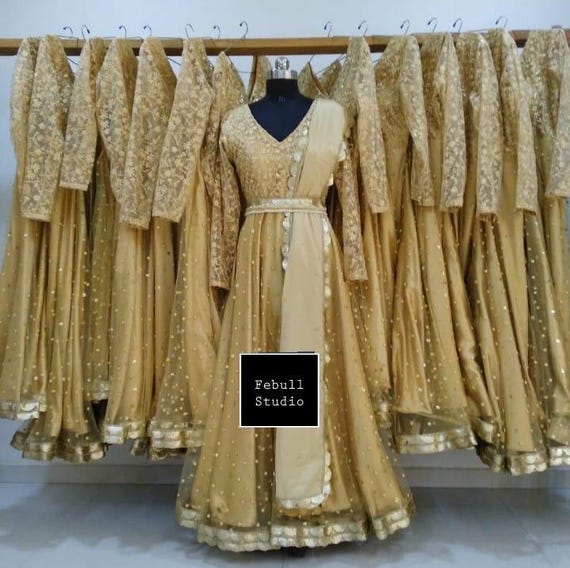 golden party wear dress Golden Satin Wedding Dress main image 1