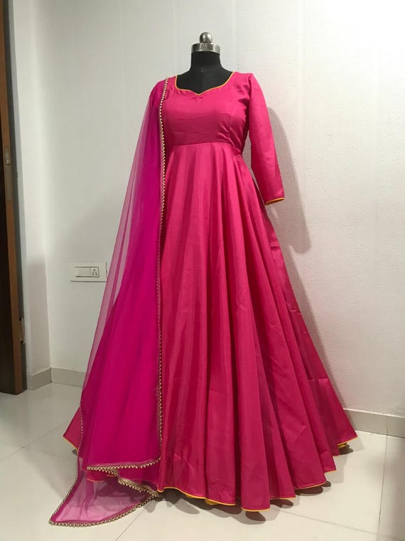 raw silk anarkali dress Andaaz Fashion Women's Silk Anarkali Suit In Black Color