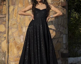 black siquence thread embroidery work dress party wear anarkali dress indian fancy dress for wedding party wear dress for girls bridesmaids