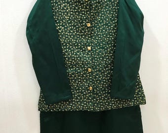 Conjunto de chaqueta Nehru bordada en verde: ropa de boda india para hombre