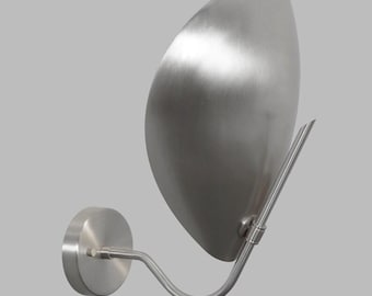 Mid Century Brass Wall Sconce – Curved Shade Bedside Light