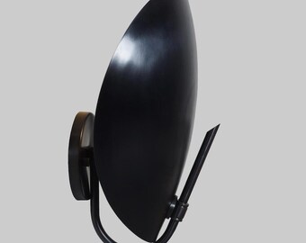 Mid Century Brass Sconce - Stilnovo Style Curved Wall Lamp