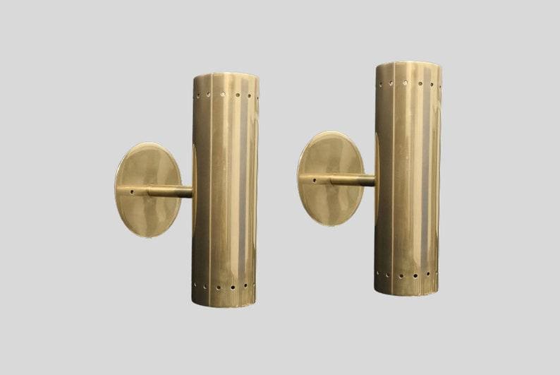 Mid Century ein Paar zylindrische Form Rohmessing Finish - Italienische Wandleuchte Leuchten - Schlafzimmer Lichter - Eitelkeit Lampen Leuchte