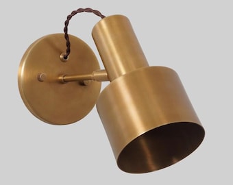 Mid Century Modern Brass Wall Sconce – Single Light Fixture