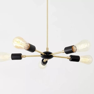 Lustre semi-encastré Sputnik, laiton moderne, 5 lampes pour chambre à coucher, finition laiton brossé