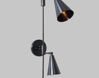 Mid-Century Stilnovo Double Cone Wall Sconce – Raw Brass Finish