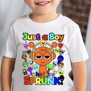 Just a Boy Who Loves Sprunki Birthday Boy Shirt Sprunki Boy Shirt Roblo Game Kids Birthday Sprunki Birthday Boy Oren Sprunki Birthday shirt