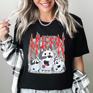 Blue dog Muffin Metal dog Shirt Muffin Emotions Shirt Muffin Shirt Muffin Birthday Cartoon Shirt Cartoon Muffin Shirts Muffin Metal tee