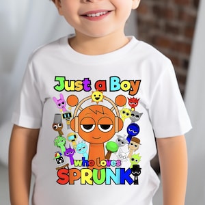 Just a Boy Who Loves Sprunki Birthday Boy Shirt Sprunki Boy Shirt Roblo Game Kids Birthday Sprunki Birthday Boy Oren Sprunki Birthday shirt