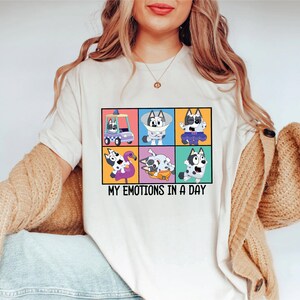 My Emotions In A Day Shirt Family Matching Shirts Cartoon Shirt Blue Dog Family Shirt Cute Blue Dog Tee Blue Dog Lover Shirt Blue Dog