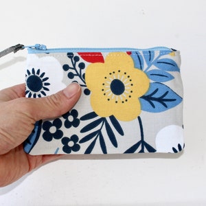 Floral Zipper Pouch: Small Cotton Coin Purse